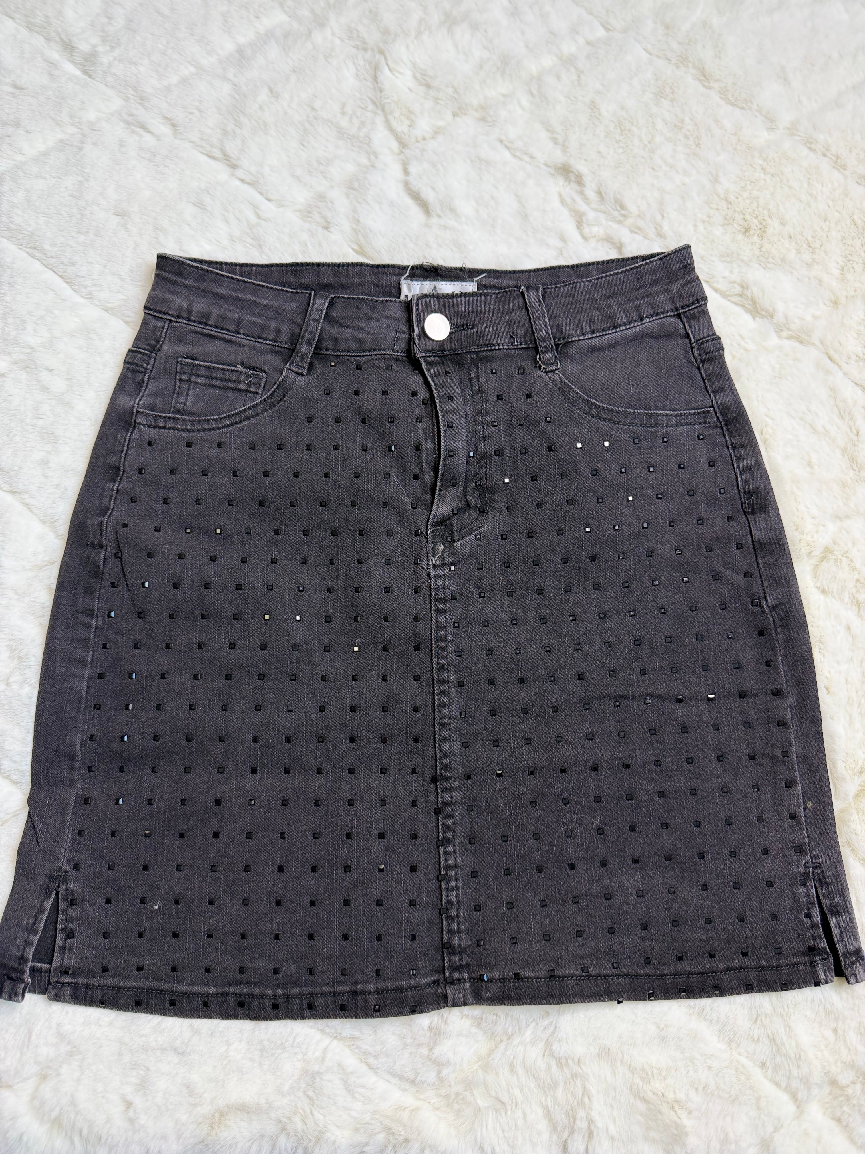 923 Midnight Spark Rhinestone Skirt ✨🖤
