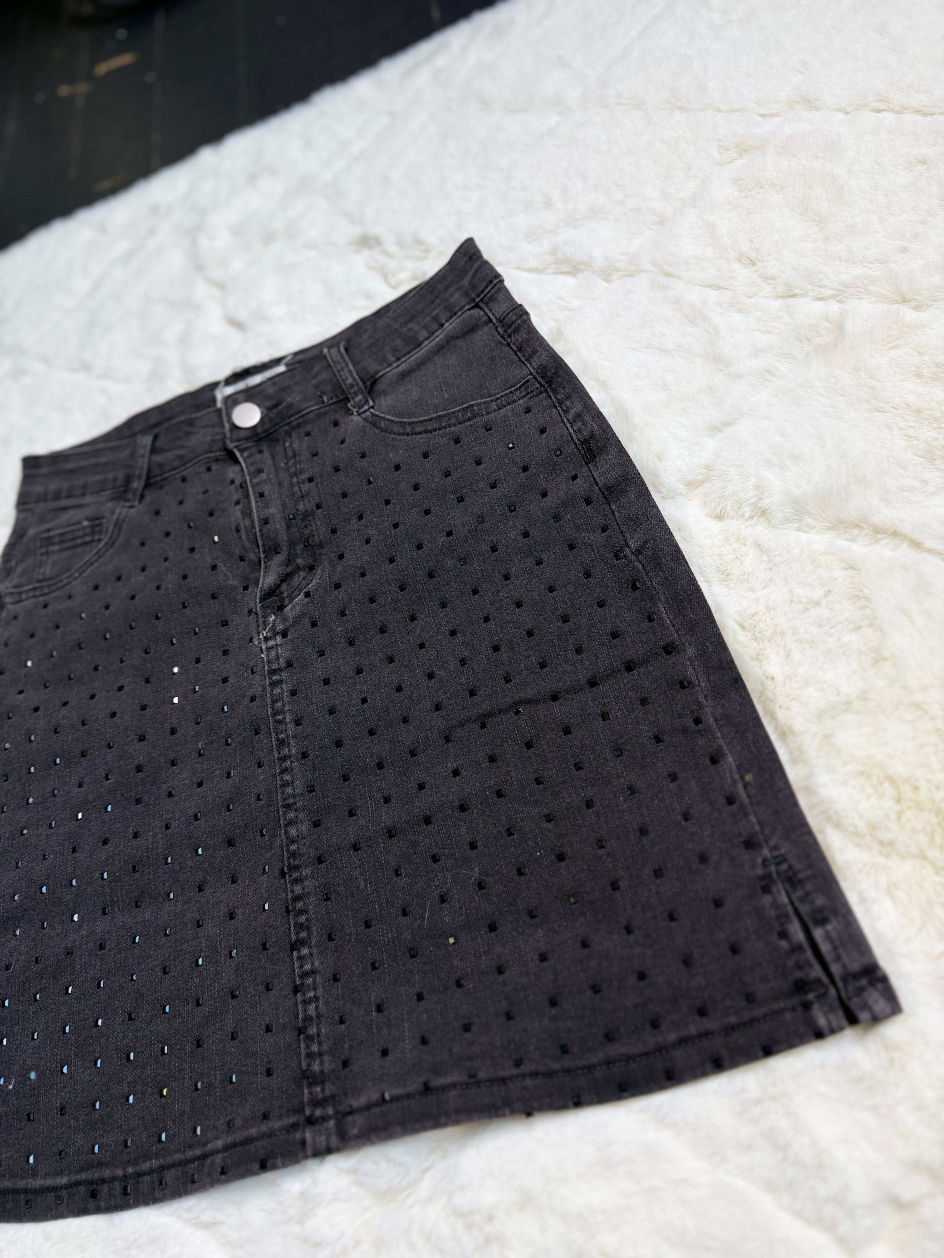 923 Midnight Spark Rhinestone Skirt ✨🖤