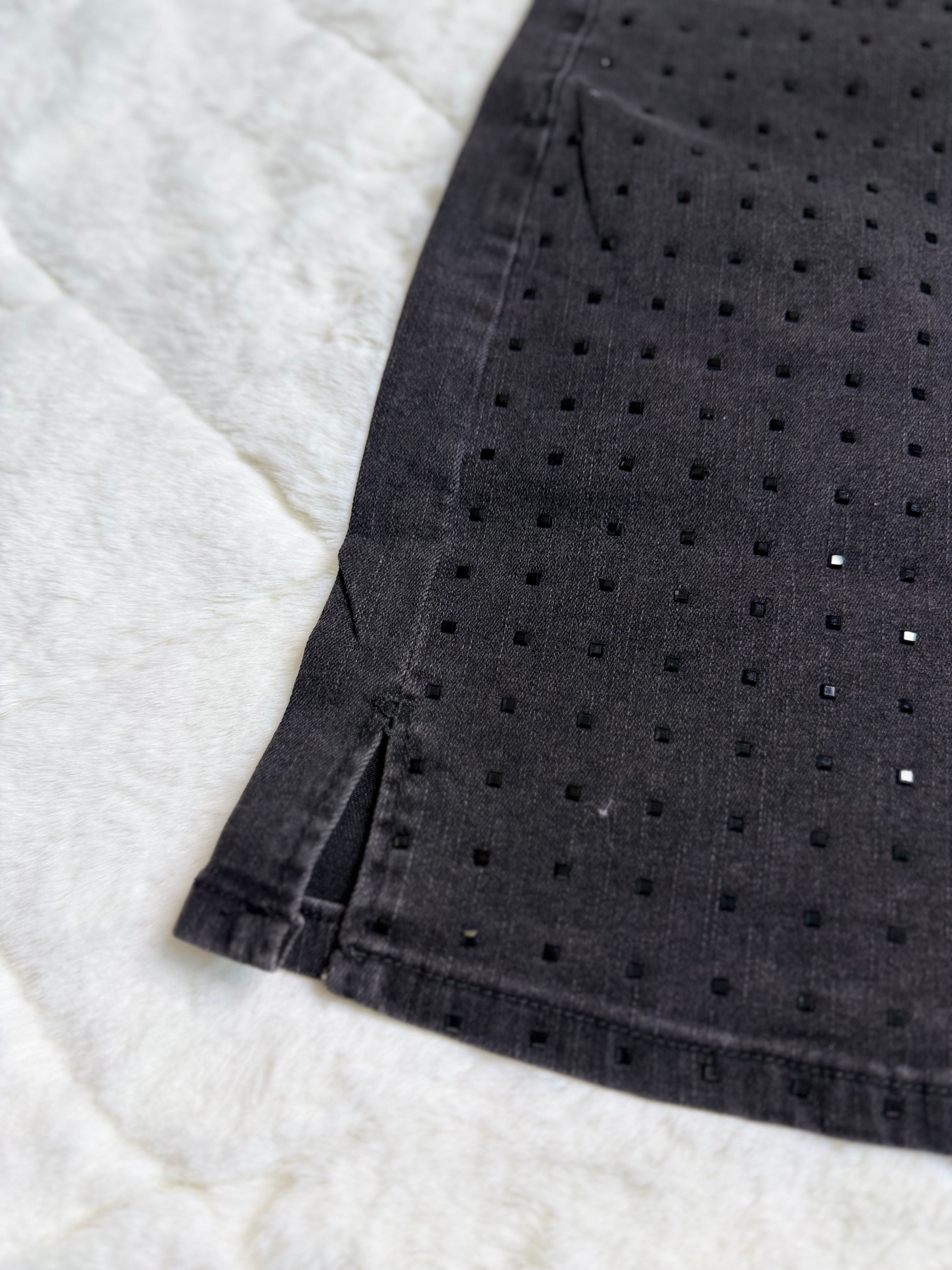 923 Midnight Spark Rhinestone Skirt ✨🖤