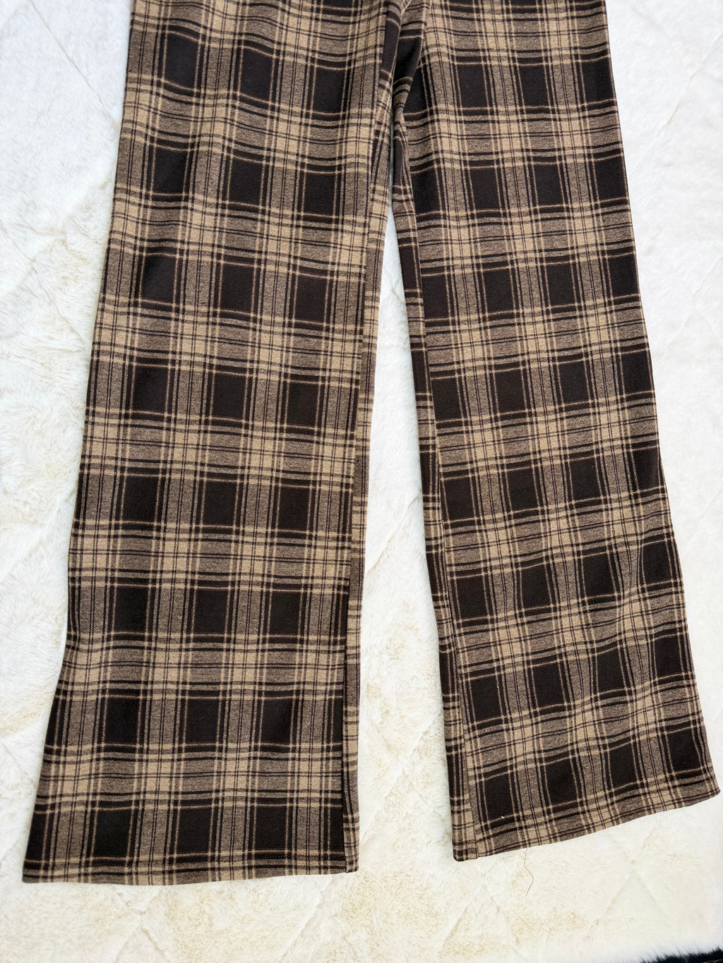 22564 Mocha Plaid Strapless Jumpsuit