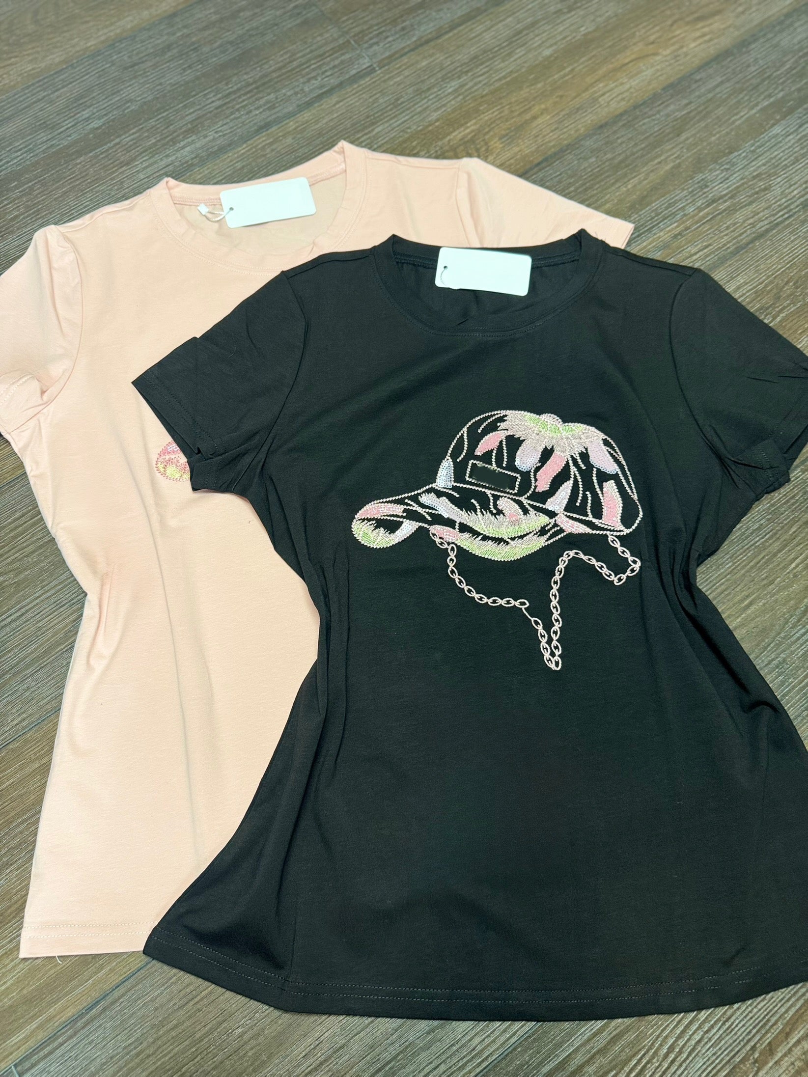 Hat Casual Graphic Embroidered T-Shirt