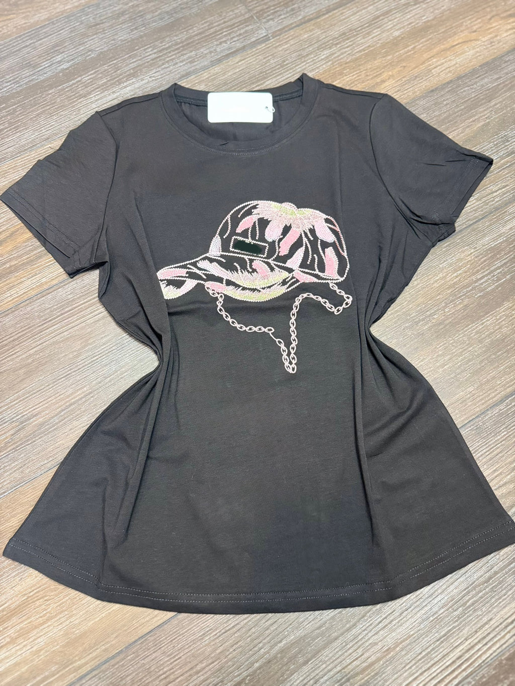 Hat Casual Graphic Embroidered T-Shirt