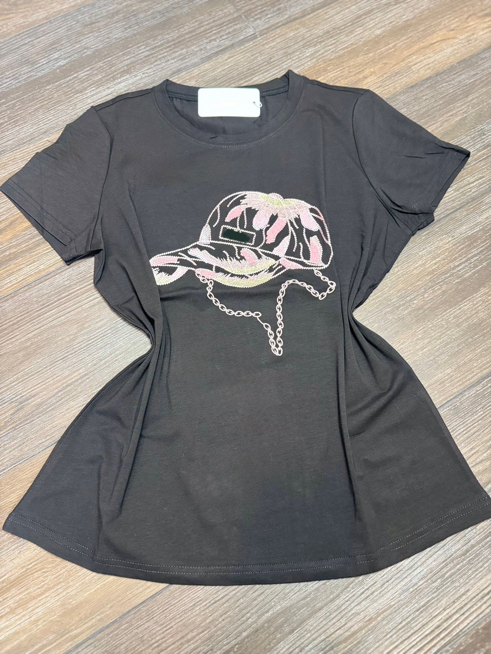 Hat Casual Graphic Embroidered T-Shirt